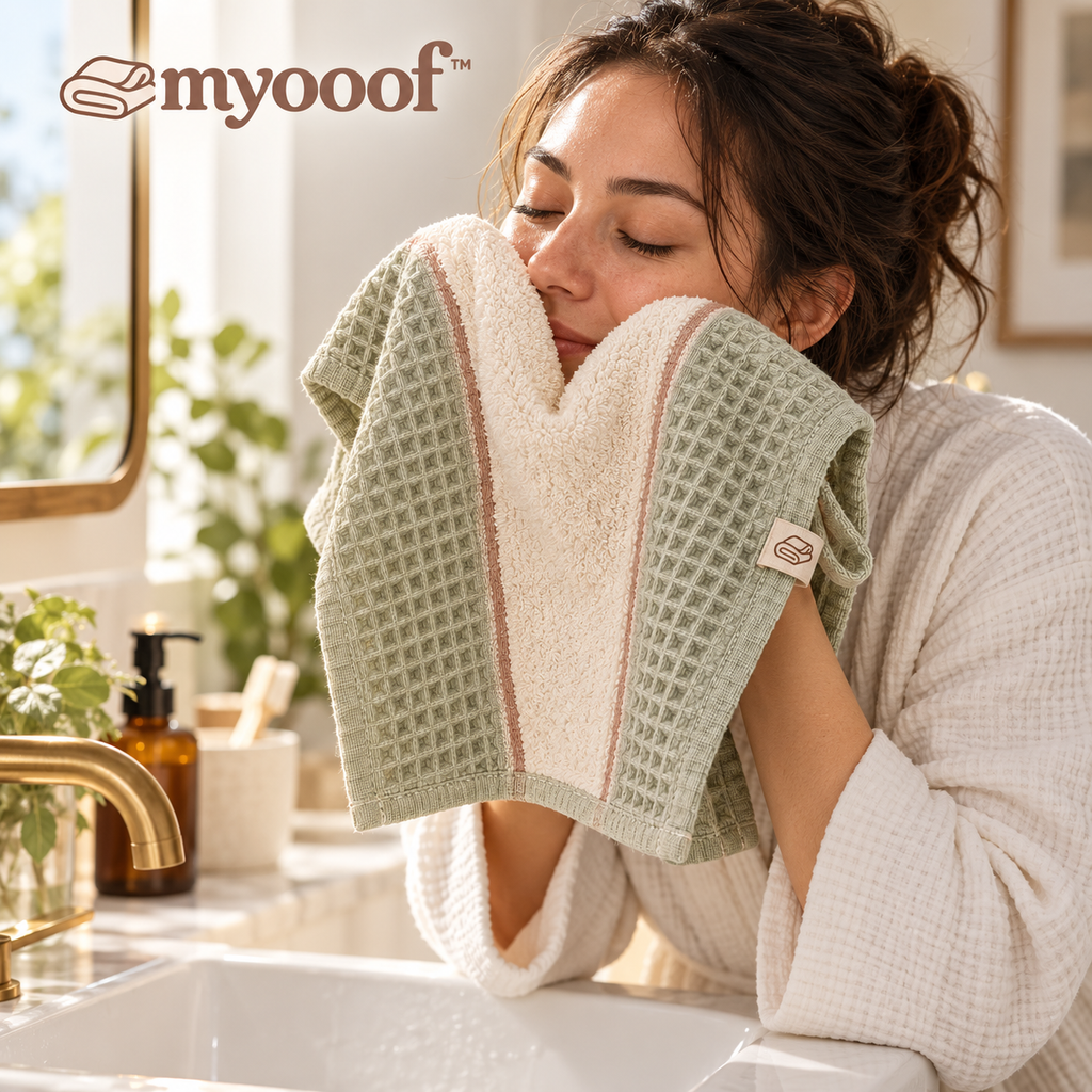 Myooof™ CalmStripe Waffle Face Towel